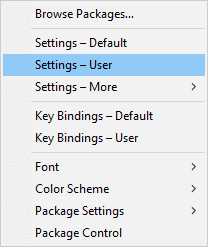 Sublime Text user settings